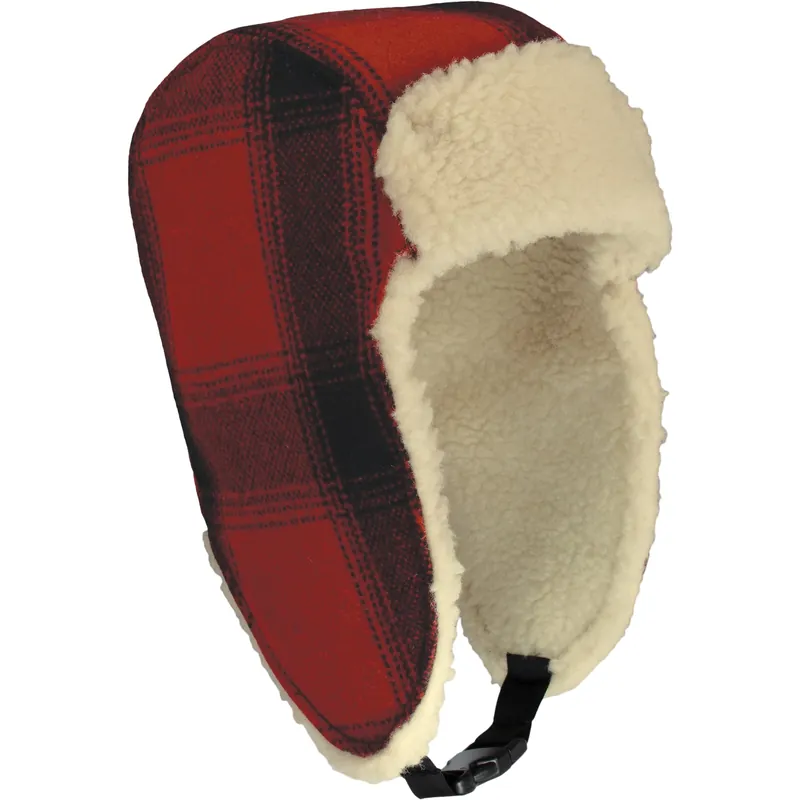 Wool Aviator Hat - Red/black Plaid - Small