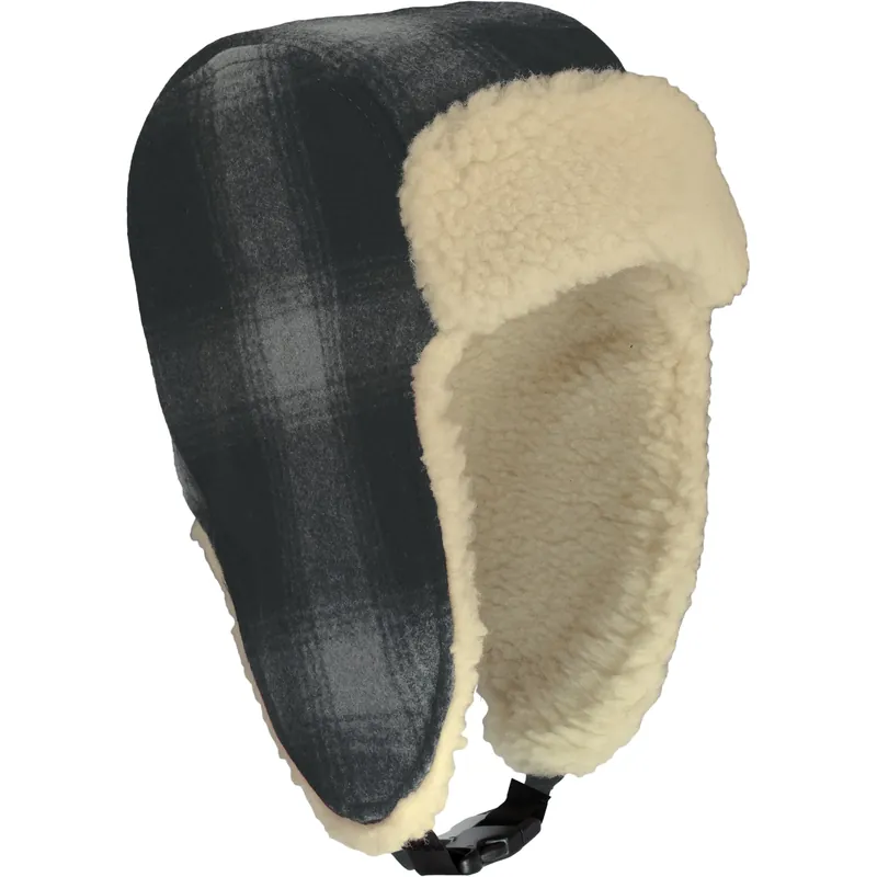 Wool Aviator Hat - Black/gray Plaid - LG