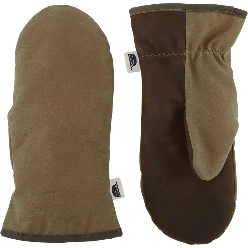 Waxed Cotton Tough Mitts - Sand/dk Leather - Small
