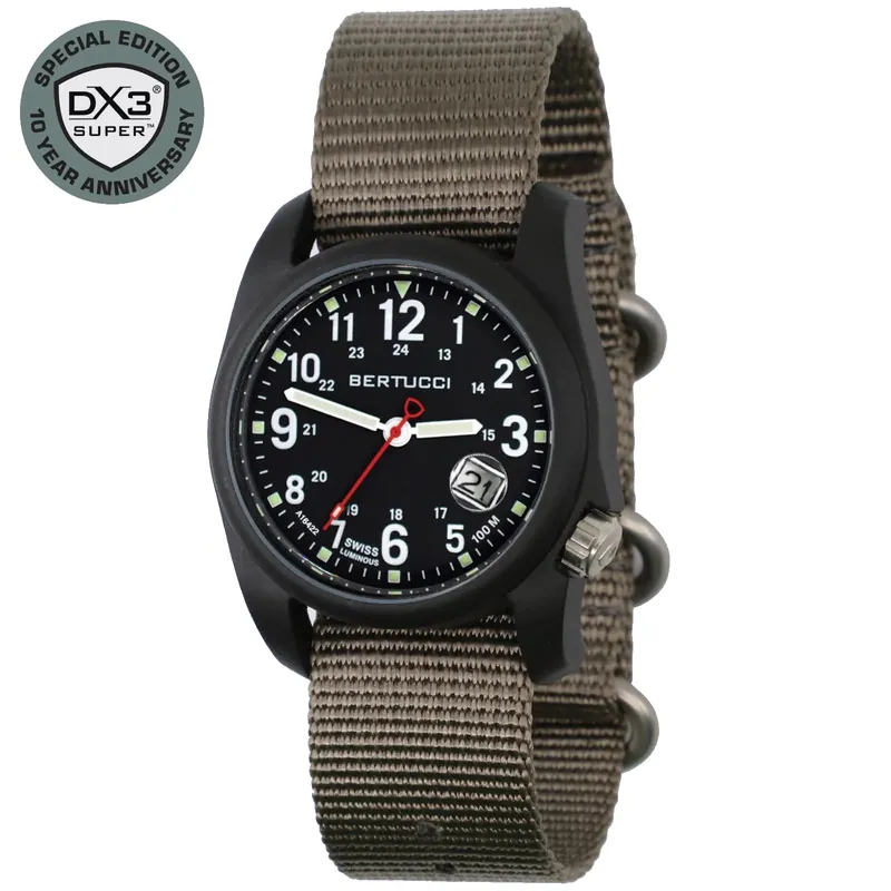 Dx3 Super - Black Dial / Black Case- 369 Ghost Gray Nylon Band