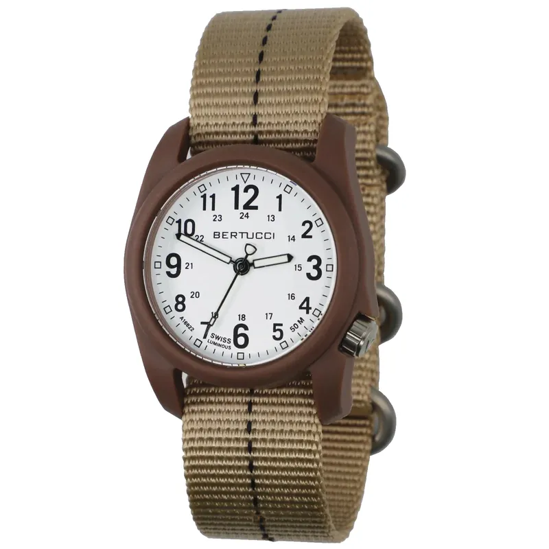 Dx3 Plus - White Dial / Dark Khaki Case Case- 366 Defender Khaki W/ Black Dash Line Band