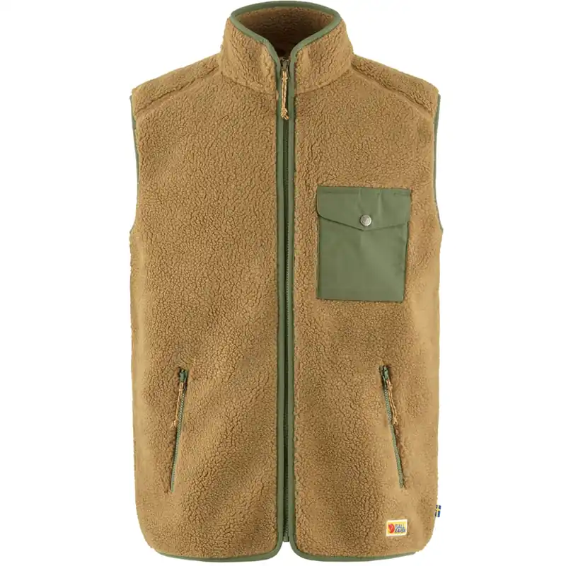 Men‘s Vardag Pile Fleece Vest - Buckwheat Brown-laurel Green - XS