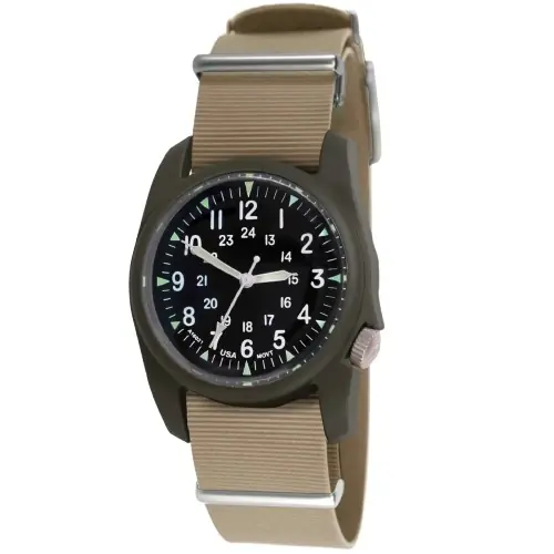A-2ra Retroform - Black Dial / Dark Olive Case- 332 Khaki Italian Rubber Nato Band