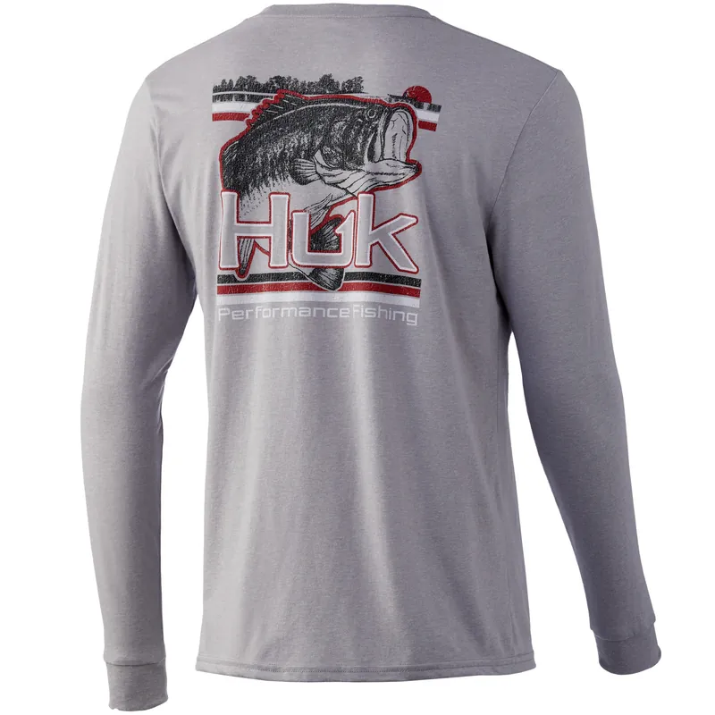 Men‘s Bass Blast Ls Tee - Overcast Grey Heather - Small