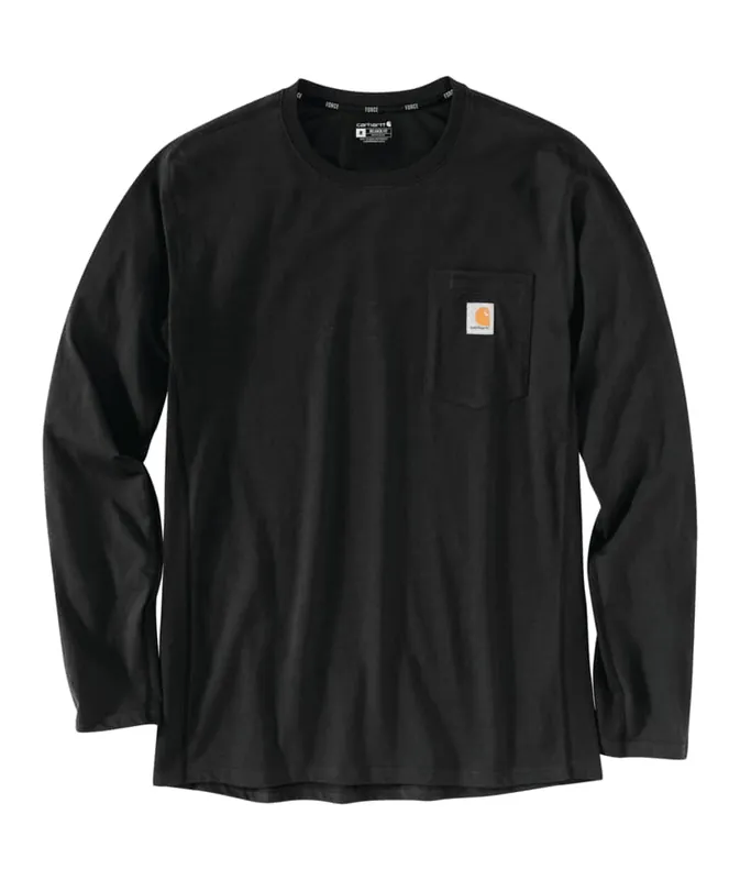 Men‘s Force Relaxed Fit Midweight Ls Pocket T-shirt - Black - S-REG
