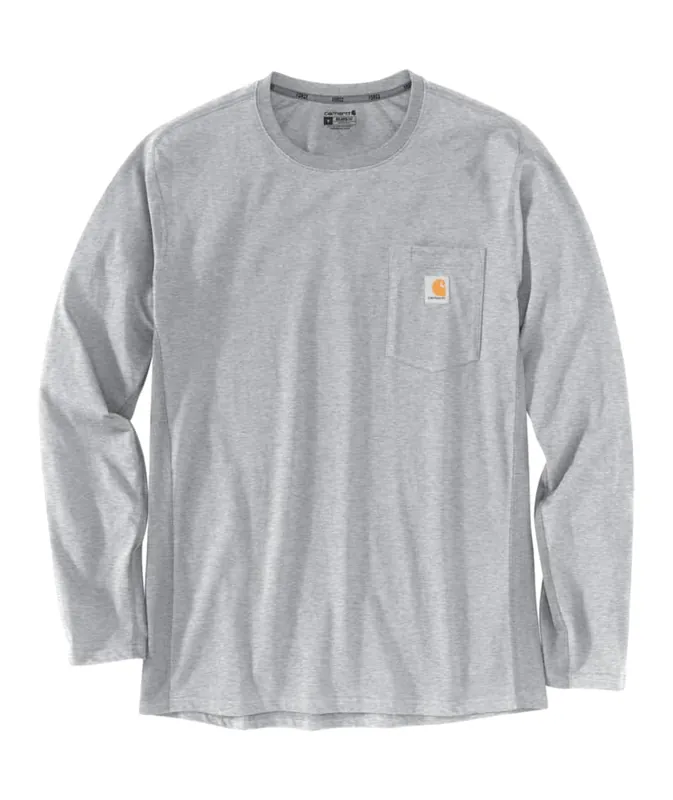 Men‘s Force Relaxed Fit Midweight Ls Pocket T-shirt - Heather Gray - 2XL-TLL