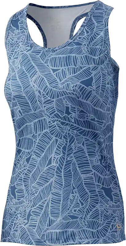 Women‘s Pursuit Linear Leaf Tank Top - Titanium Blue - XS
