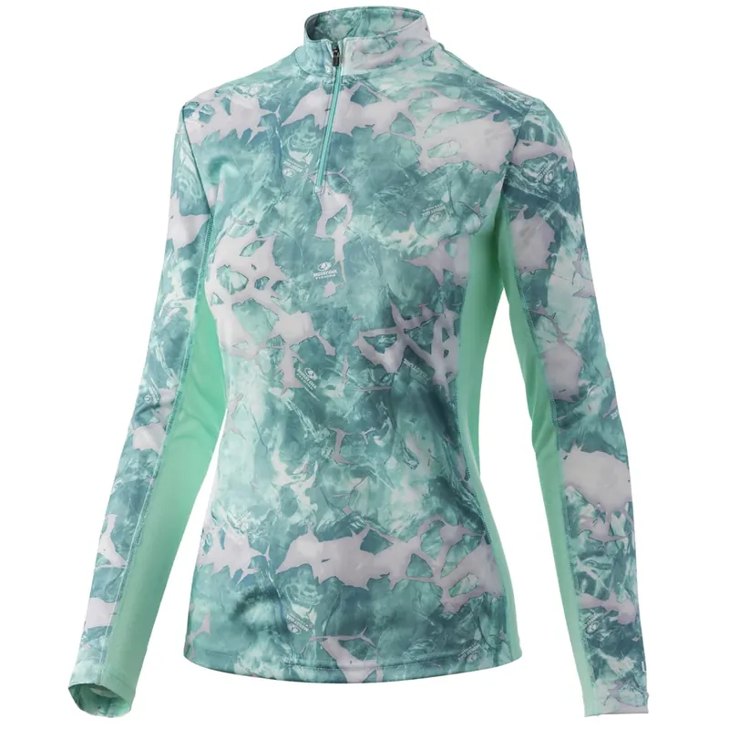Women‘s Icon X Mossy Oak Fracture 1/4 Zip - Mo Seafoam - XS