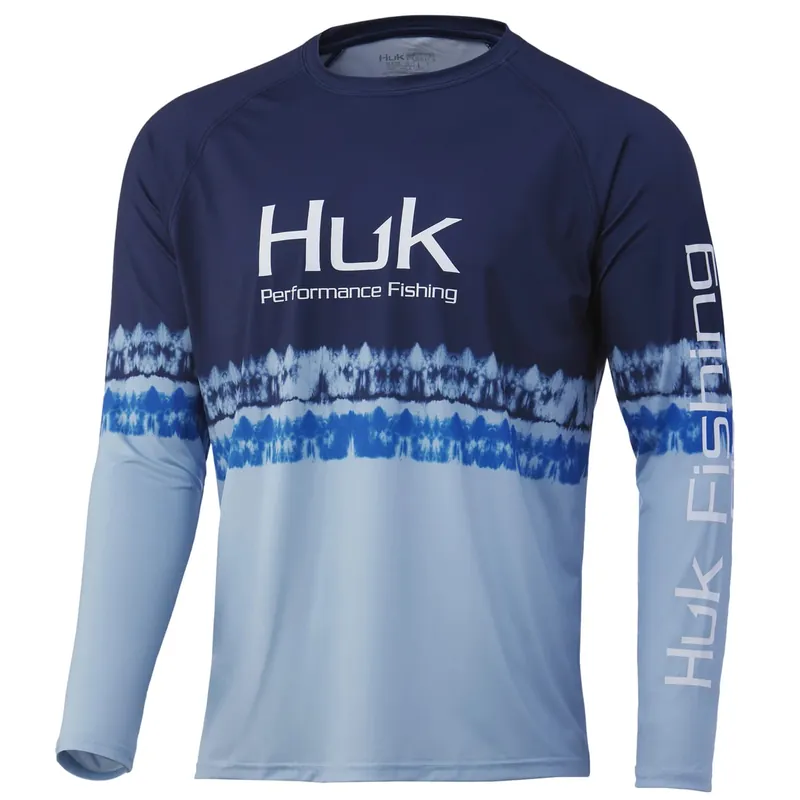 Men‘s Salt Stripe Pursuit Ls - Deep Ocean Blue - Small