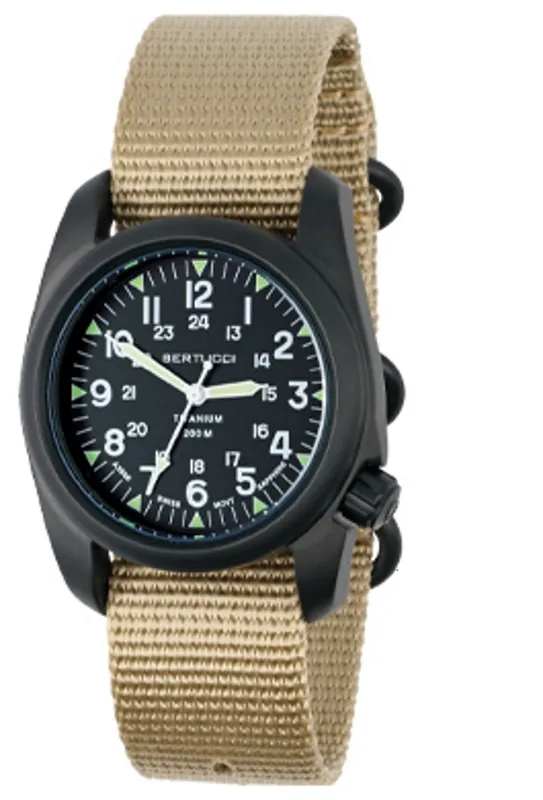 A-2t Vintage - Black Dial- 124b Defender Khaki Nylon Band