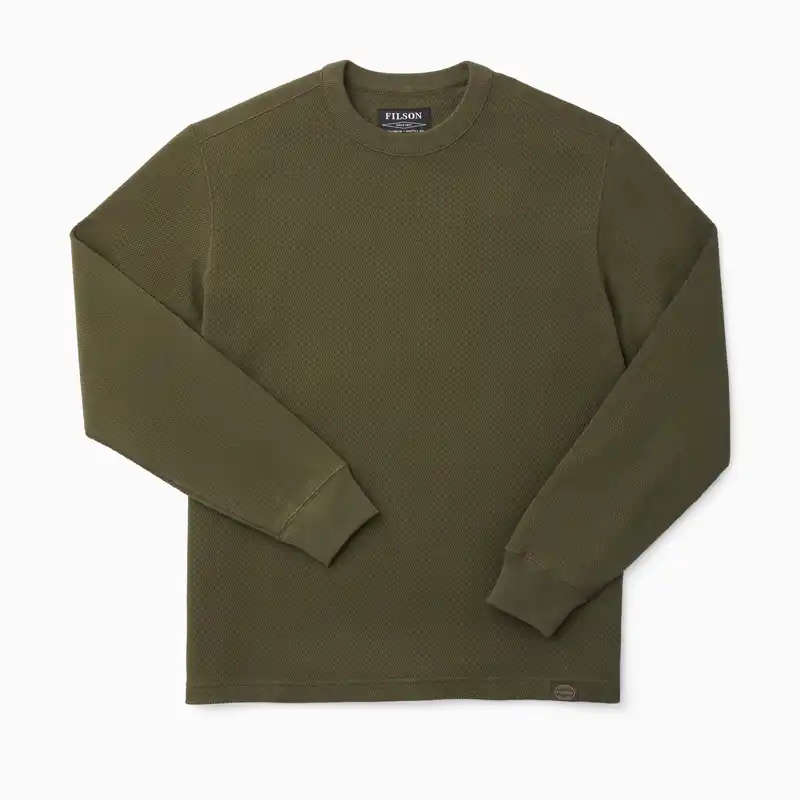 Men‘s Waffle Knit Thermal Crewneck - Mossy Rock - Small