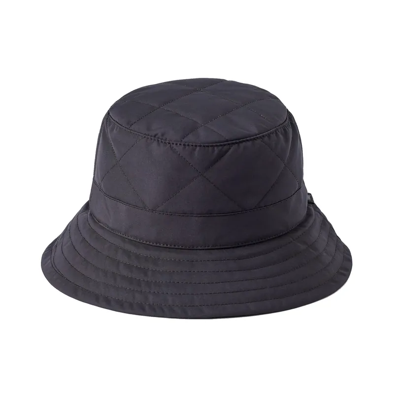 Quilted Bucket Hat - Black - Large