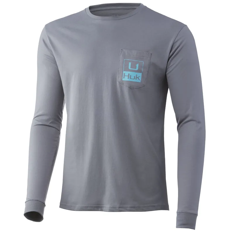 Men‘s Pocket Tee Long Sleeve - Sharkskin Heather - Small