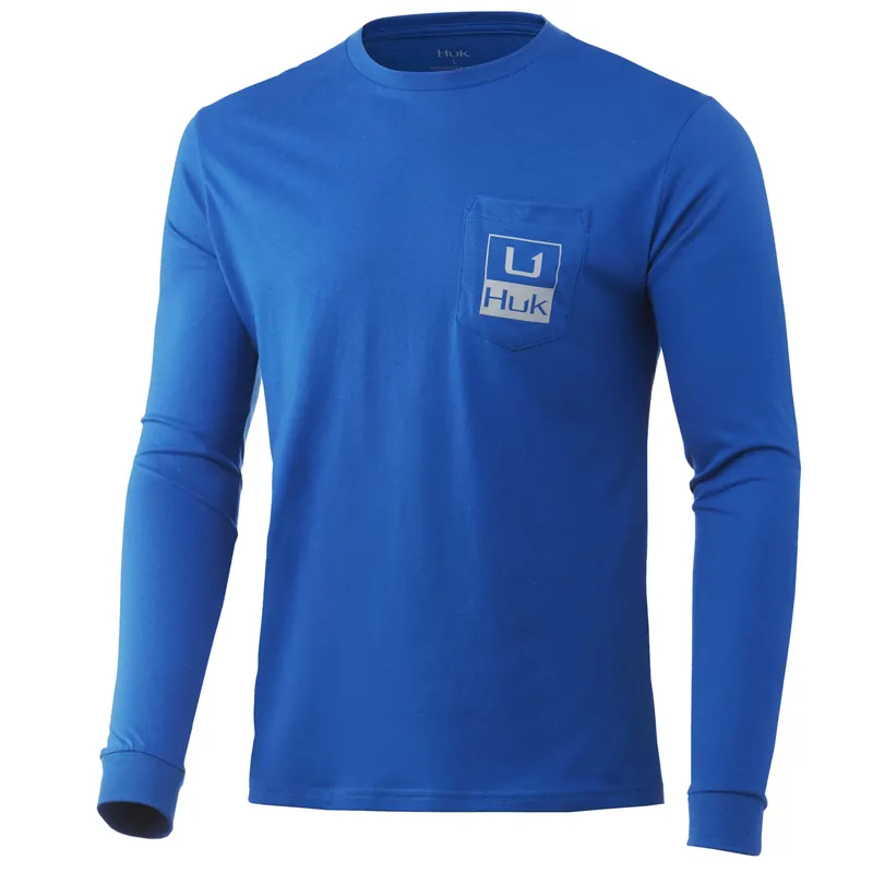 Men‘s Pocket Tee Long Sleeve - Blue Heather - Small
