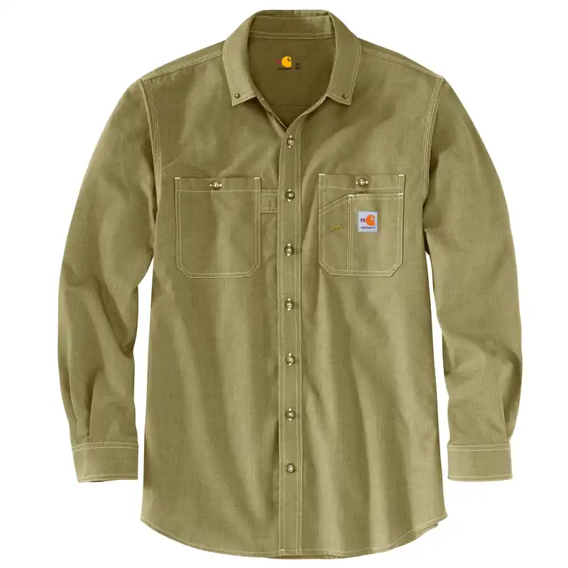 Men‘s Flame Resitant Force Original Fit Long Sleeve Shirt - Dark Khaki - 2XL Tall