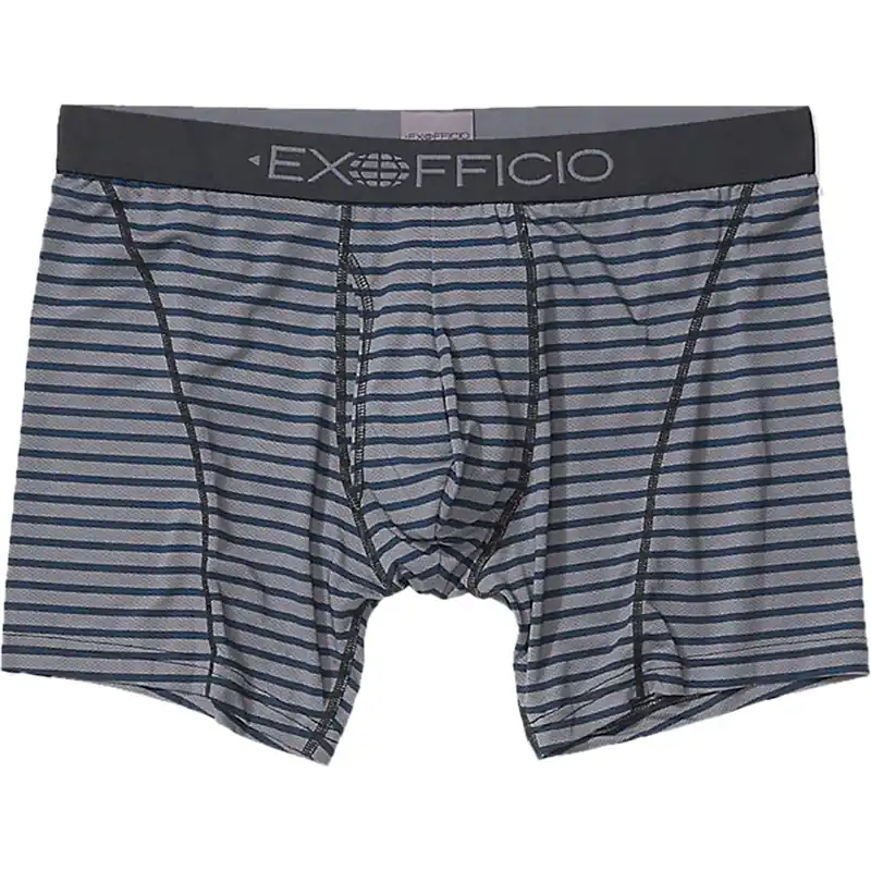 Men‘s Give-n-go Sport 2.0 Boxer Brief 6 - Steel Onyx Caspian Stripe - Small