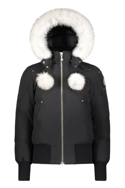 Women‘s Debbie Bomber - Black/natural Fox Fur - Large