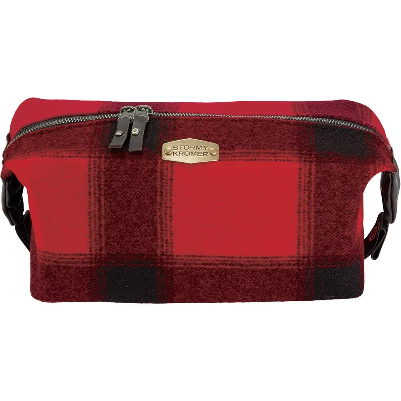 Wool Dopp Kit - Red/black Plaid