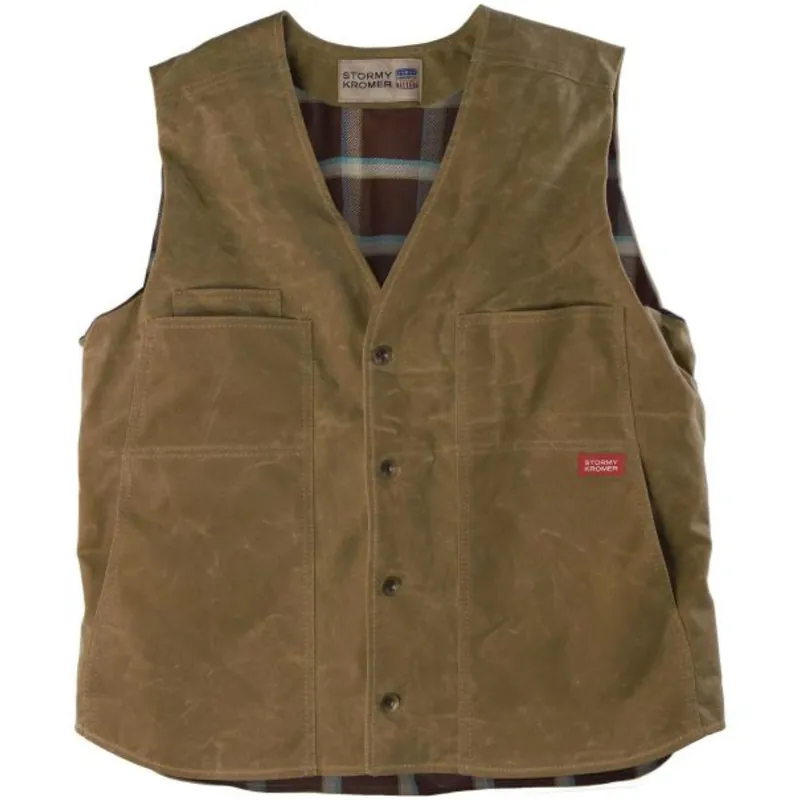 Men‘s Flannel Lined Waxed Button Vest - Sand - 3XL
