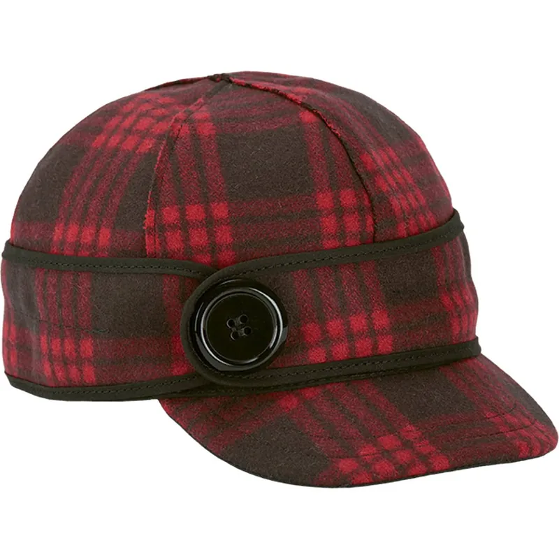 Women‘s Button Up Cap - Black/red Tartan - 6 3/4