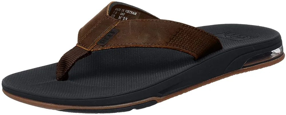 Men‘s Leather Fanning Low Sandal - Dark Brown - 6