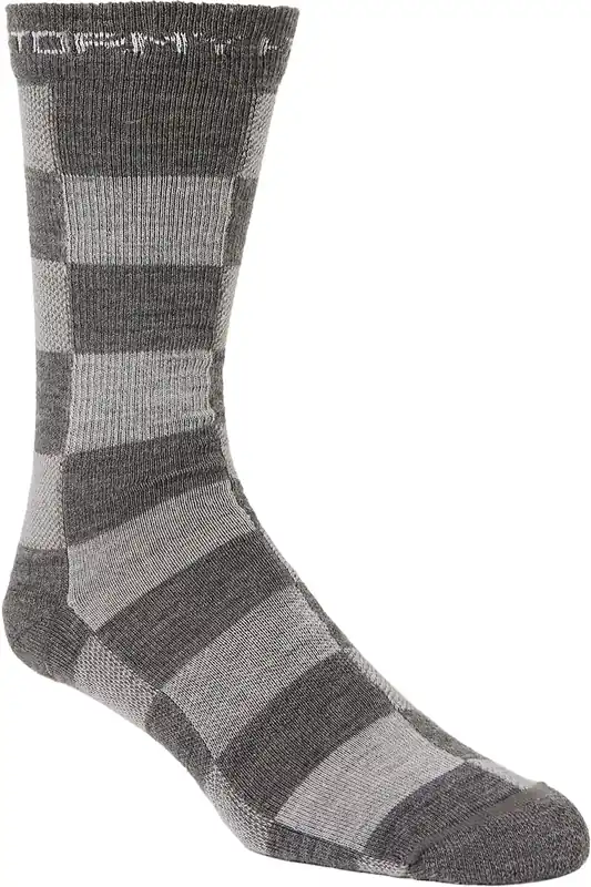 Men‘s Light Weight Buffalo Check Crew Sock - Gray - Small