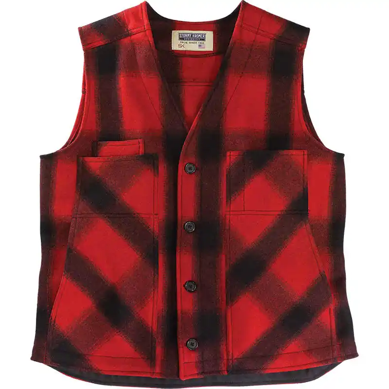 Men‘s The Button Vest - Red/black Plaid - 2XL Tall