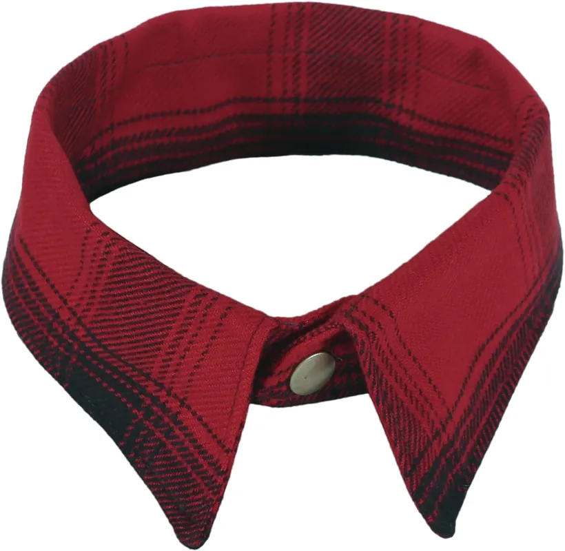 The Furry Friend Shirt Collar - Red/black Plaid - Medium