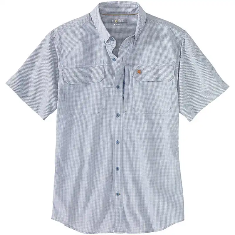 Men‘s Tw258 Force Relaxed Fit Ss Plaid Shirt - Soft Blue - Small