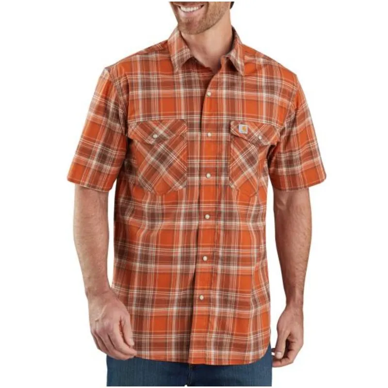 Men‘s Tw171 Rf Relaxed Fit Ss Plaid Shirt - Harvest Orange - Small