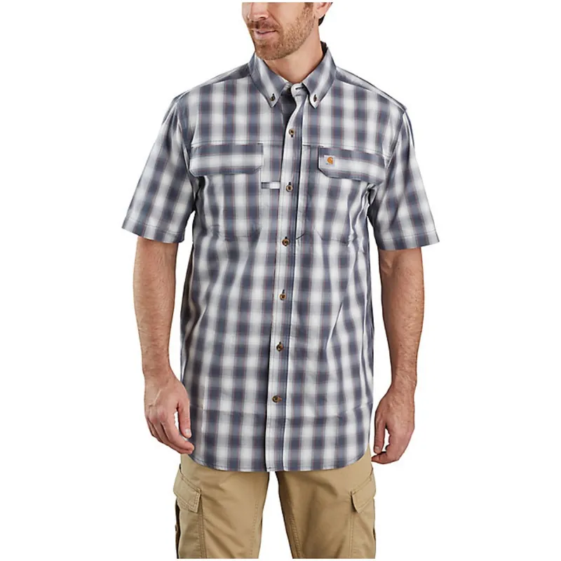 Men‘s Tw258 Force Relaxed Fit Ss Plaid Shirt - Bluestone - Small