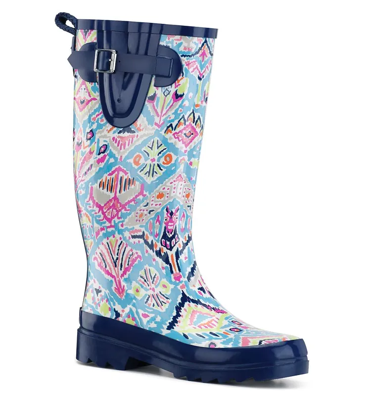 Sakroots Women‘s Rhythm Rainboot Flat Aqua Brave Beauti - 6