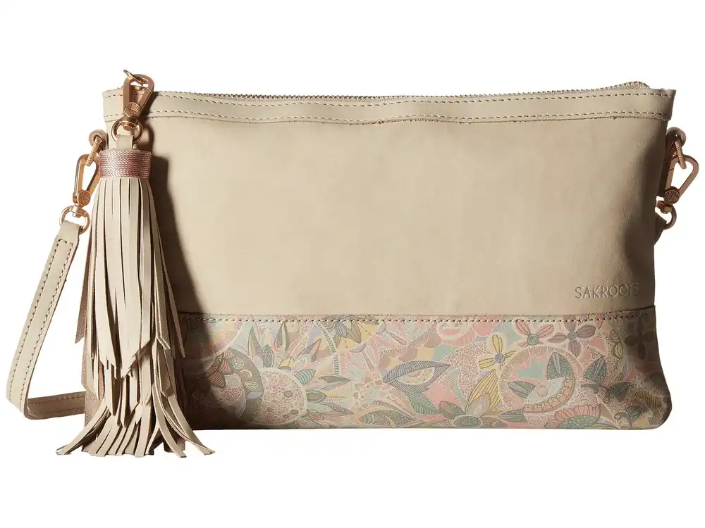 Sakroots Seni Gypset Clutch - Latte Waterfall Twin Print