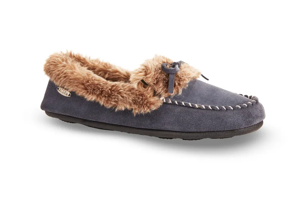 Women‘s Cozy Fur Moc - Mineral Blue - S