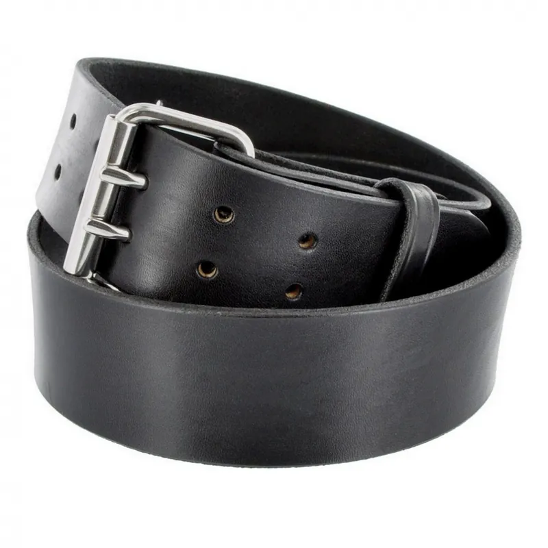 Men‘s Double Prong Belt Black w/Stainless Steel Buckle - 28