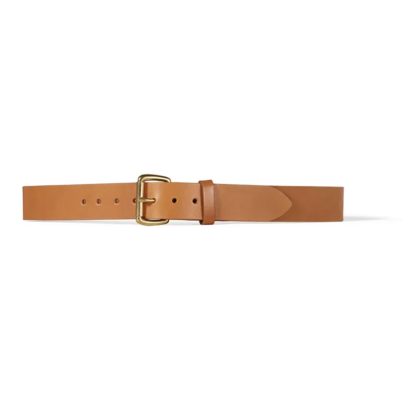 63202 1 1/2 inch Leather Belt Tan w/ Brass Buckle - 34