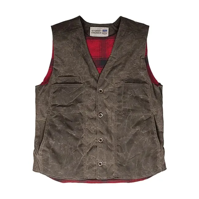 The Waxed Button Vest With Lining - Dark Oak - 3XL